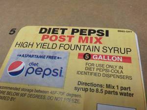 5 Gallon Diet Pepsi Post Mix Syrup...