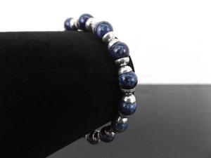 .925 Sterling Silver Sodalite Bead Bracelet