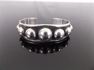 .925 Sterling Silver Navajo Ball Cuff Bracelet