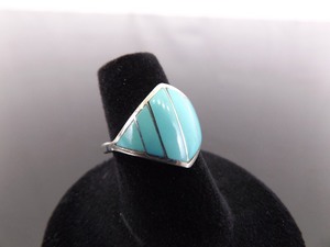 .925 Sterling Silver Navajo Inlayed Sleeping Beauty Turquoise&nbspRing Size 6