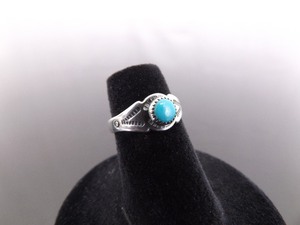 .925 Sterling Silver Navajo Sleeping Beauty Turquoise Cabochon Ring Size 4.5