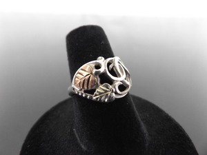 .925 Sterling Silver Black Hills Gold Overlayed Ring Size 7