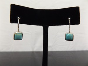 .925 Sterling Silver Turquoise Howlite Hook Latch Earrings