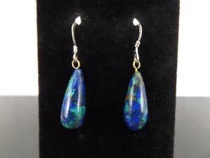 .925 Sterling Silver Red Mountain Turquoise Hook Dangle Earrings