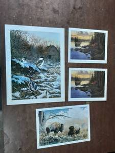 lot 31 image: Birds By Kelley 13x7, Buffalo By Ray Whitson 12x9, & 2-Derk Hansens 10x8