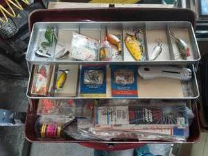 lot 36 image: Vintage Tackle Box With Contents