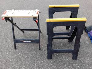 lot 64 image: 2-Saw Horses, 1-Black & Decker Workmate
