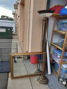 lot 84 image: Framed Mirror & Floor Lamp