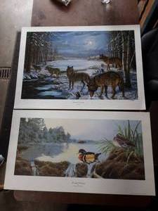 lot 8 image: Moonlit Crossing By Mary Pettis 33x18 & Restful Retreat By Robert J. Schmidt 33x18