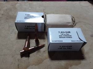 lot 44 image: 2-Boxes 20 Count Each  AK 7,62 X 54 148 Grains FMJ Rounds