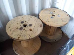 2 round wooden spools 24 diameter ...