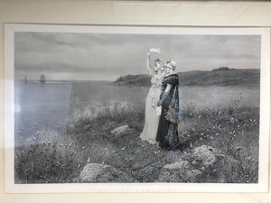 lot 27 image: LARGE Antique Two Farewells Framed Engraving