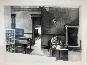 lot 32 image: Framed Signed Post Office Lamont Drawing