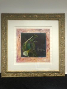 lot 60 image: Large Ornately Framed Signed Original Oil Painting - Banana Leaf