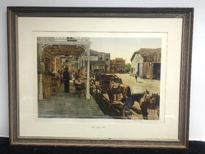 lot 79 image: Large Vintage Framed Signed Western Scene Print
