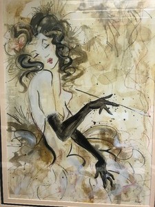 lot 84 image: Framed Signed Glamour Girl Lithograph Print