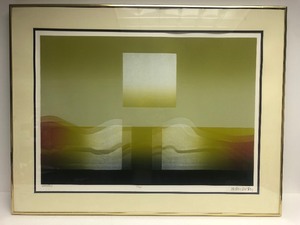lot 88 image: Large Framed Signed CARLOS DAVILA Textured Lithograph