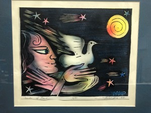 lot 94 image: Framed Signed Numbered Artwork by Victor Kinza - Sender of Peace