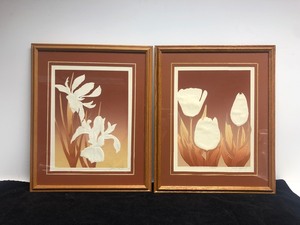 lot 99 image: Pair of Vintage Signed Numbered Embossed Floral Serigraphs by David Allgood