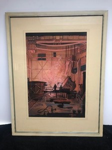 lot 104 image: Excellent Original Industrial Factory Scene Oil Painting by Edward Dixon McDonald