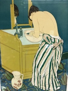 lot 124 image: Framed Vintage 1968 MARY CASSATT Boston Museum Exposition Lithograph Poster