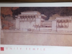 lot 133 image: Large Framed FRANK LLOYD WRIGHT Collection Print Unity Temple