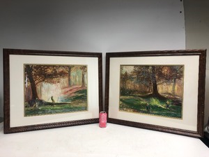 lot 138 image: Pair of Matching Framed Textured Impressionist Style Golf Prints