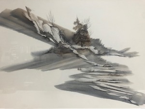 lot 139 image: Framed Signed Watercolor Winter Scene Painting