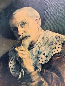lot 158 image: Large Framed Vintage Dutch Gentleman Canvas Print Dutch Gentleman by KURJIAN