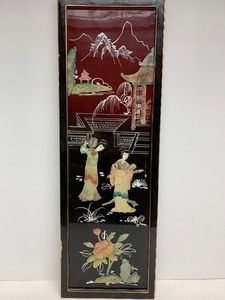 lot 162 image: Japanese Lacquered w Stone Geisha Girl Artwork
