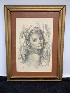 lot 164 image: Vintage Framed TARANTINO Portrait Print - 1970s