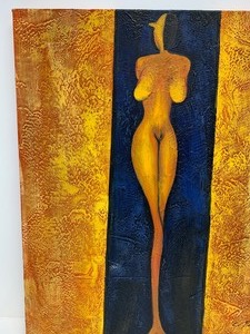 lot 165 image: Signed Oil on Canvas Abstract Nude Painting - Signed Penn