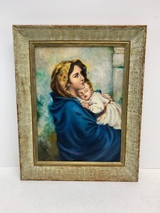 lot 168 image: Vintage 1950s Madonna of the Streets Oil on Panel Painting