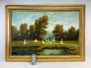 lot 179 image: Large Vintage 1930s Framed French Impressionist Oil on Canvas Painting