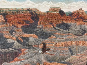 lot 186 image: Framed Signed Native American Navajo Grand Canyon Soaring Eagle Sand Painting