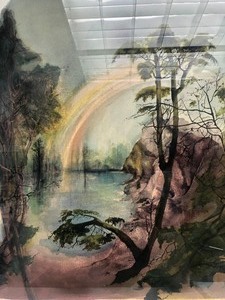 lot 35 image: Framed Signed Original WatercolorGouache Painting - Signed Westman Rainbow Lake
