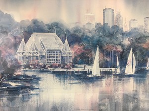 lot 36 image: Framed Signed Numbered Lou Roman Print - Lake Harriet