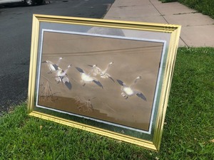 lot 37 image: Beautiful Large Japanese Woodcut Print w Geese