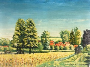 lot 46 image: Large Vintage Signed French Countryside Painting
