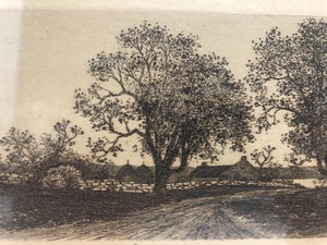 lot 47 image: Antique Oak Frame Etching - Country Road