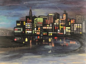lot 52 image: Signed Vintage Mid Century Beverly Summers Double Sided Cityscape Painting