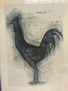 lot 58 image: Vintage Framed BERNARD BUFFET Chicken Etching Print