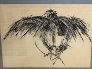 lot 11 image: Framed Signed Vintage Abstract Bird Artwork - The Hens of Our Heritage