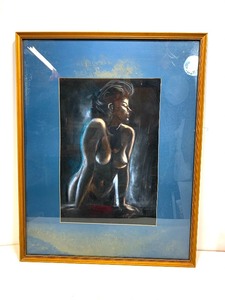 lot 19 image: Framed Signed Vintage 1950s era Nude Pinup Style Painting on Velvet