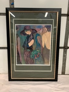 lot 173 image: HUGE Framed Signed Numbered BARBARA ATWOOD Offset Lithograph - Mois de Mai