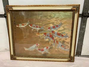 lot 203 image: Large Framed Reflective Japanese Koi Fish Artwork