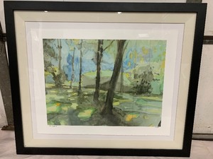 lot 211 image: Framed Signed Numbered Landscape Print wTrees