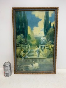 lot 222 image: Vintage 1920s Framed Art Nouveau Print - Verdelti Garden by R. Atkinson Fox