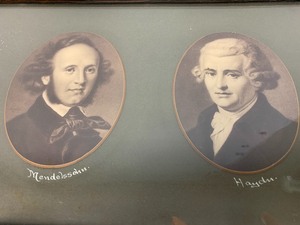 lot 229 image: Antique Framed Wall Hanging - Famous Composers
