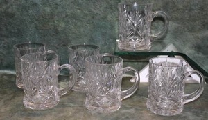 lot 14 image: Set of 6 Cut Glass Mugs